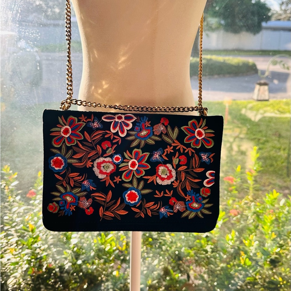 Aldo Purse Fabric Faux Suede with Beautiful Enbroidered